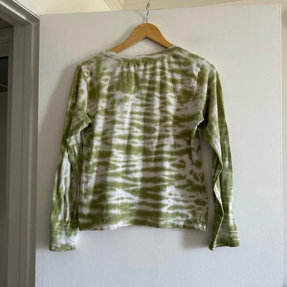 Reformation Jeans Green Tie Dye Organic Cotton Long Sleeve Top size XS EUC - Picture 4 of 7